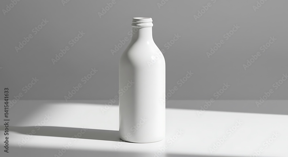 Minimalist still life featuring a sleek white bottle with subtle lighting Minimalist still life featuring a sleek white bottle with subtle lighting