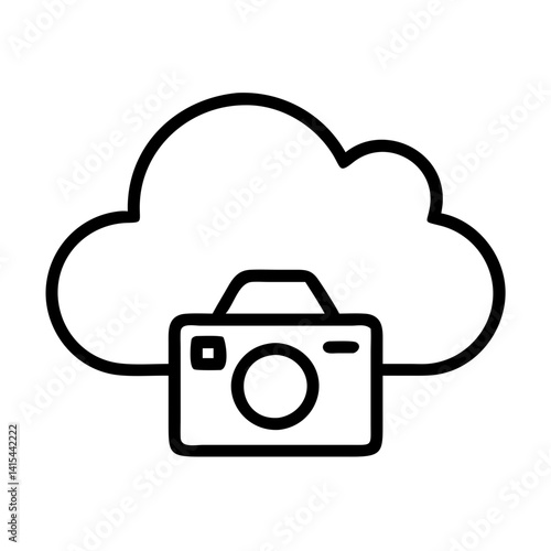 Cloud photo storage icon vector illustration for photography backup and sharing service app