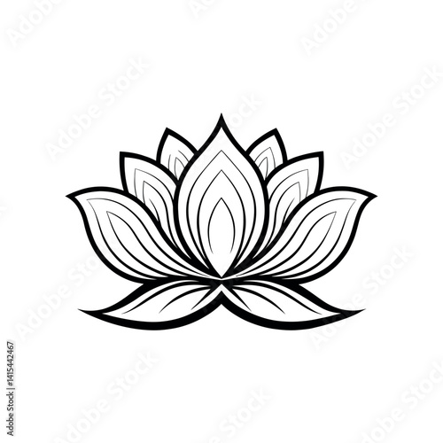 Lotus flower silhouette logo vector line art logo design