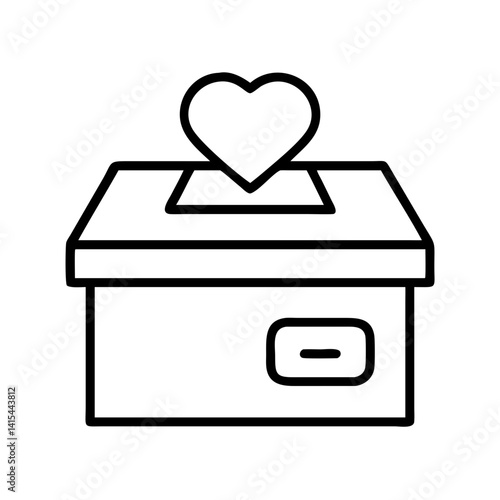 Donation box with heart vector illustration charity and love concept fundraising campaign icon