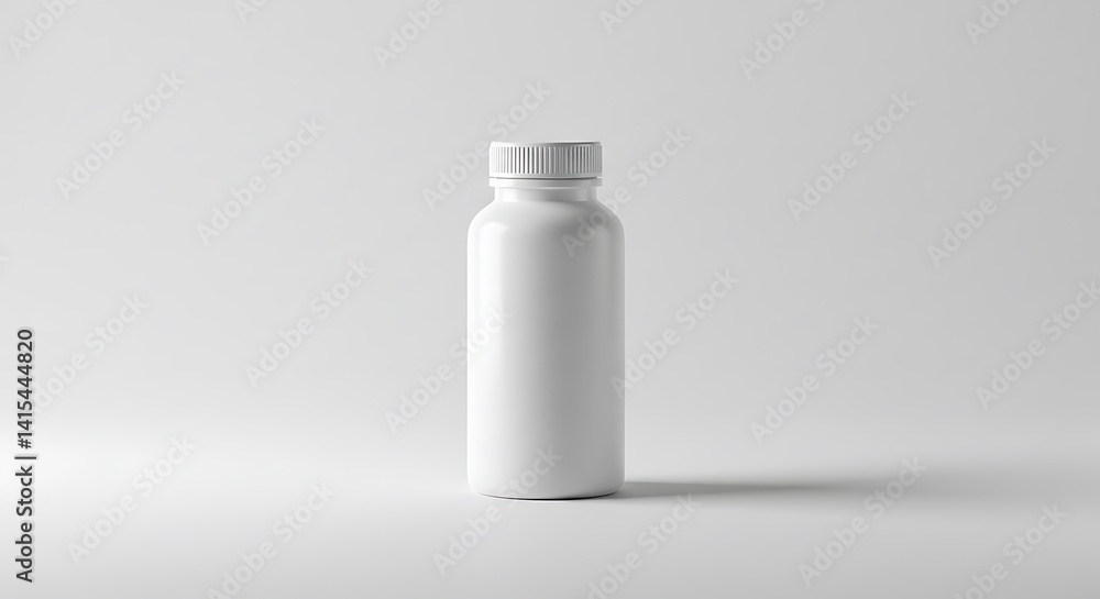 Plain White Plastic Bottle with Cap Standing on White Surface Simple Product Mockup Plain White Plastic Bottle with Cap Standing on White Surface Simple Product Mockup