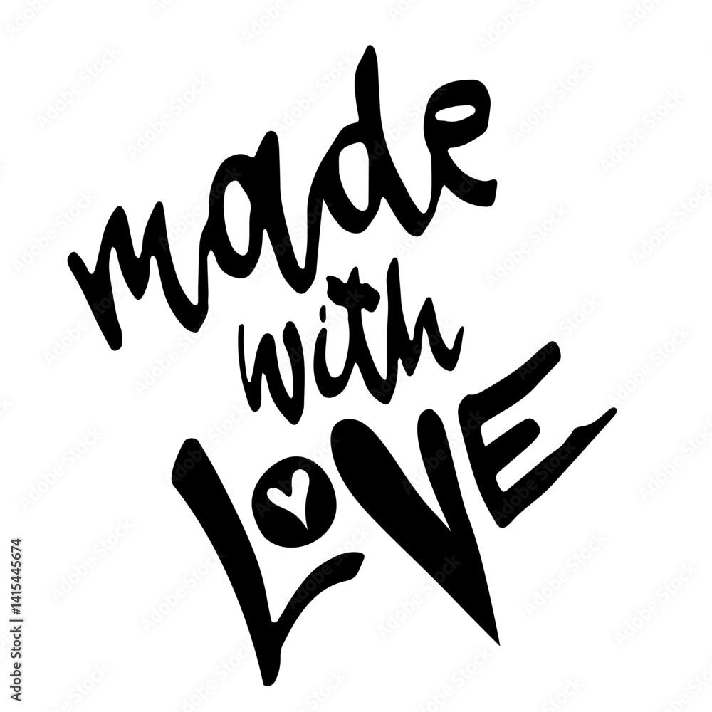 Fototapeta premium Made with Love. Hand Drawn Modern Lettering with Hearts