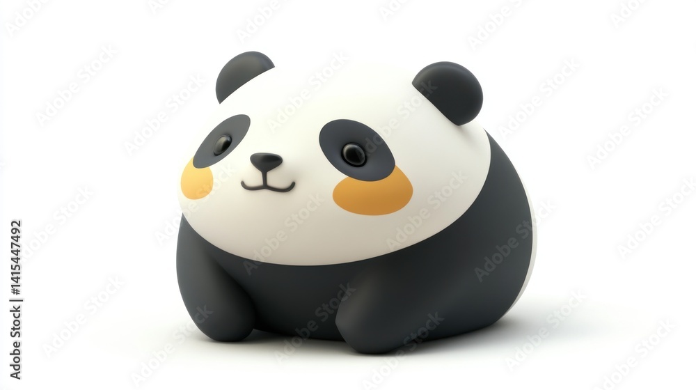 Fototapeta premium panda animal 3d rendering isolated on white background. Cartoon plastic style icon