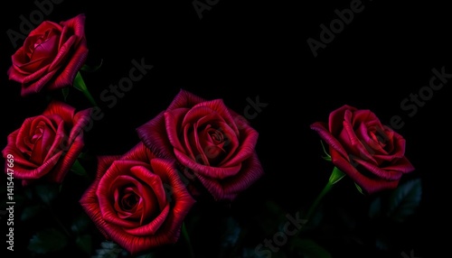 Wallpaper Mural Intricate, dark rose blooms against a deep black backdrop, design element, abstract Torontodigital.ca