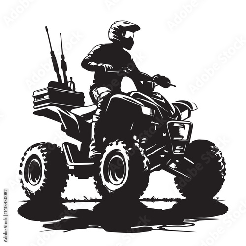 ATV rider silhouette vector quad bike illustration