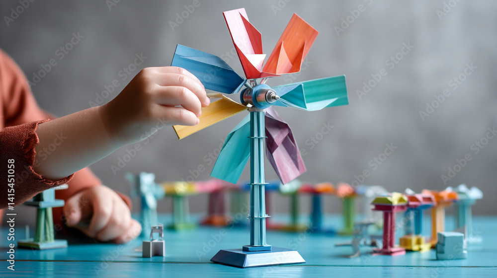 Bright and Colorful Paper Windmill – Hands-On DIY Project for Crafting Fun and Skill Development in Childhood Education