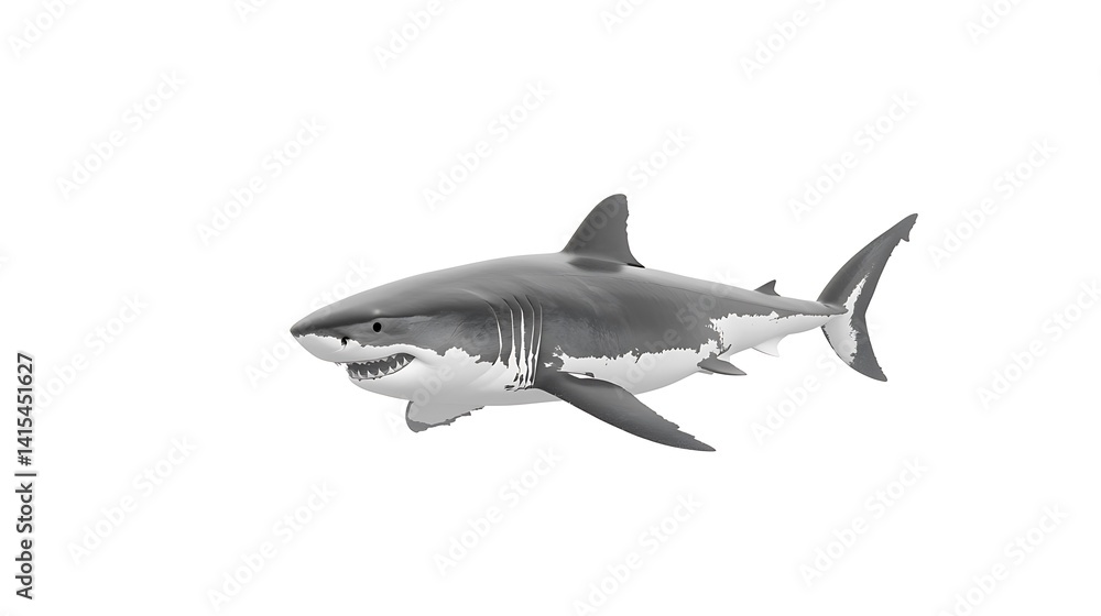 Fototapeta premium great white shark silhouette, powerful presence, dramatic