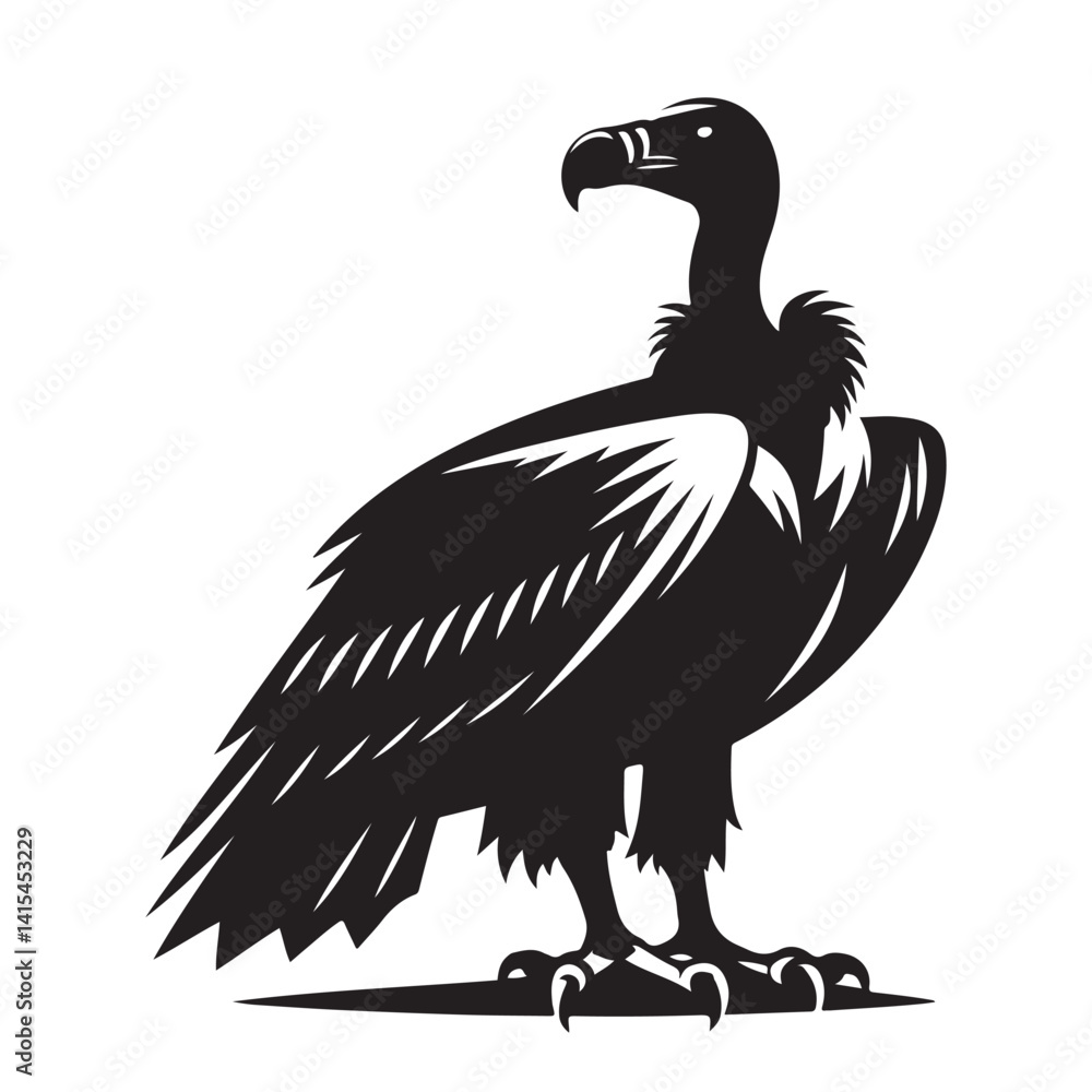 Fototapeta premium vulture silhouette vector illustration on white background