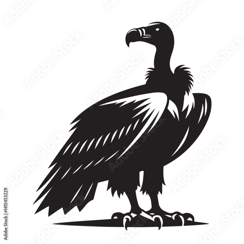 vulture silhouette vector illustration on white background
