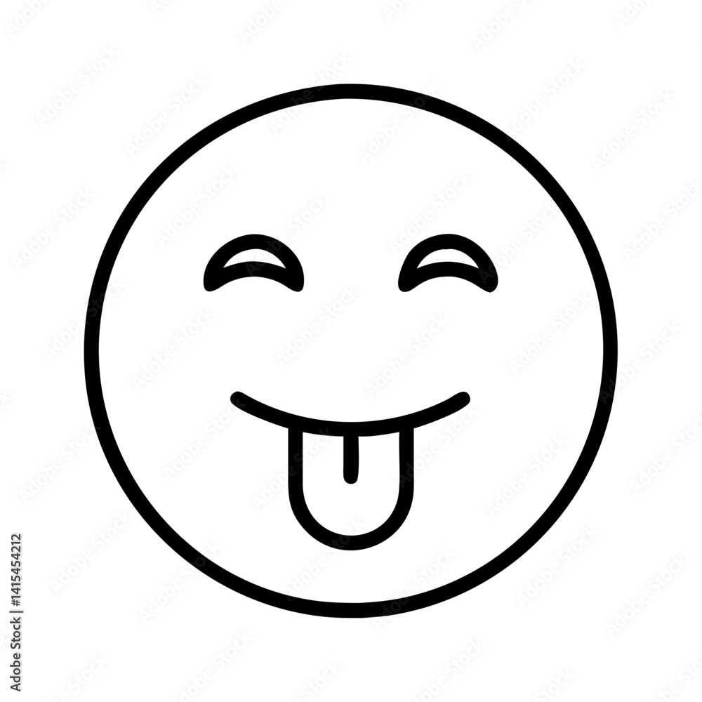 Fototapeta premium Vector graphic of a playful emoji with tongue out for social media and messaging apps use online