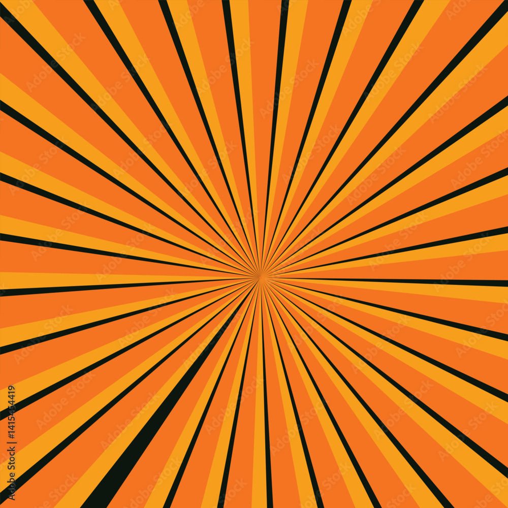 Obraz premium Abstract background with rays retro starburst. Funky ray elements, circle motifs, reminiscent of circus themes. Yellow and white twisted swirl. Spiral radial striped backdrop design.