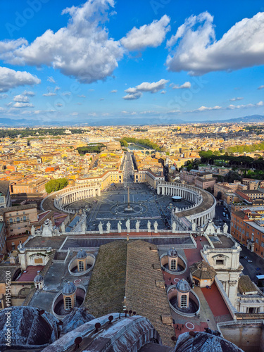 Photography Cityscape views of the city of Rome taken from the Dome of St Peter's Basilica in Vatican City