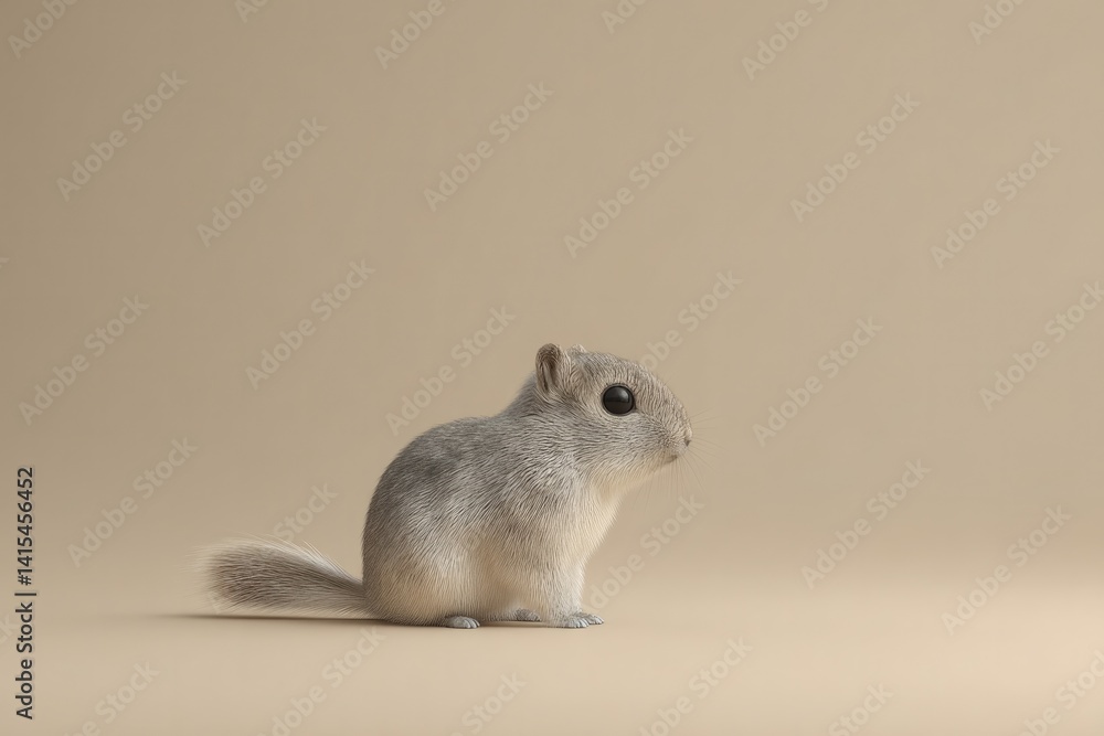 Obraz premium solitary 3d-rendered mammal gracefully positioned against backdrop of neutral tones invites curiosity and imagination