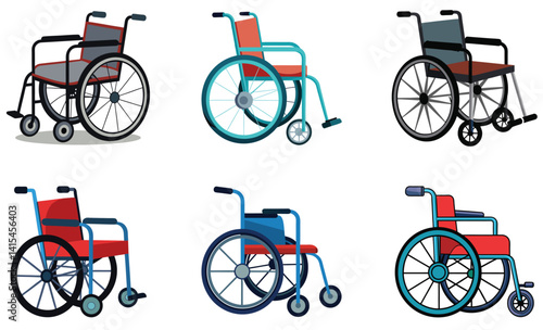 Set of wheelchair isolated on white background