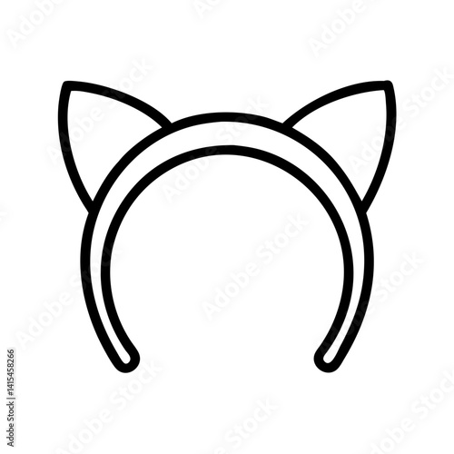 Cat ear headband costume accessory outline vector illustration for party and cosplay design