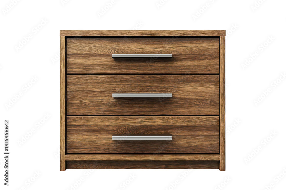 Elegant three drawer wooden chest rich dark brown wood grain sleek silver handles isolated on black background perfect for on transparent background Elegant three drawer wooden chest rich dark brown wood grain sleek silver handles isolated on black background perfect for on transparent background