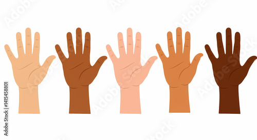 Diverse hands representing unity and inclusivity on white background  