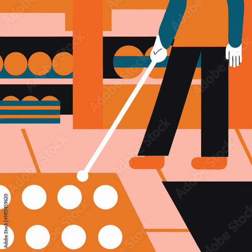 Person Cleaning Floor with a Broom in a Grocery Store Inside Digital Art Bright Colors Close-Up View Daily Life