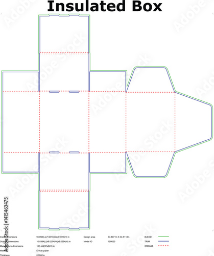 Insulated Box Packaging Design Template DieCut, Foldable, Printable