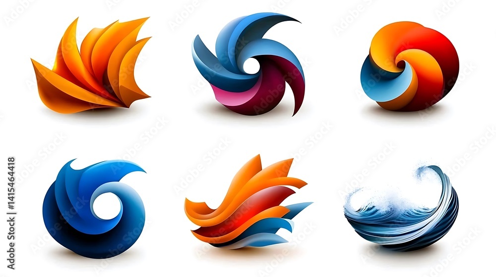 Abstract, colorful, 3d logo designs. Abstract, colorful, 3d logo designs.
