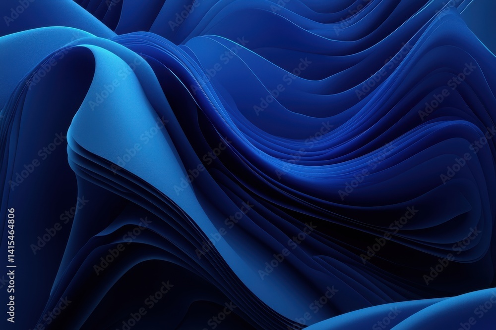 Fototapeta premium Abstract Waves in Deep Blue Tones with Fluid Motion and Texture