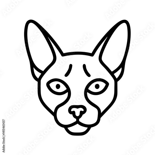 Sphynx cat face clip art vector drawing illustration for pet shop and cattery logo design idea