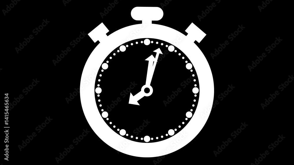 Counting down simple stopwatch animation, Isolated of a stopwatch with arrows indicating time Counting down simple stopwatch animation, Isolated of a stopwatch with arrows indicating time