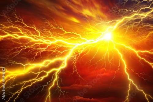 Bright Lightning Bolts Striking Across a Stormy Sky