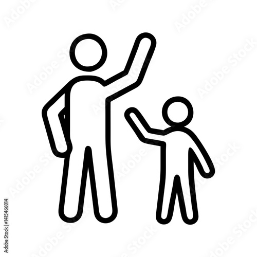 Father and child waving vector illustration family concept parenting and childhood design element