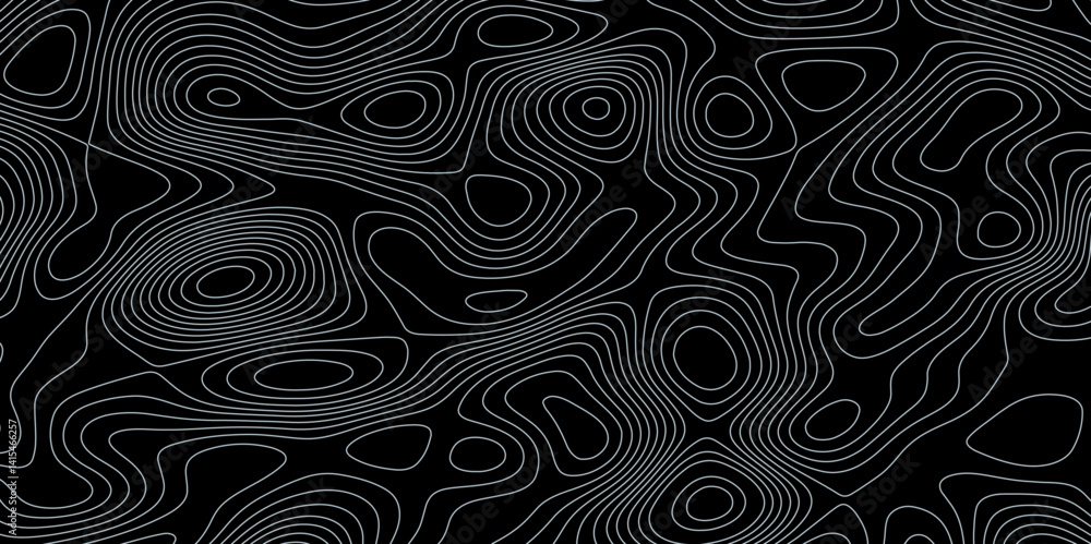Fototapeta premium Complex topographic contour lines abstract geographic map. Intricate line patterns on background. 