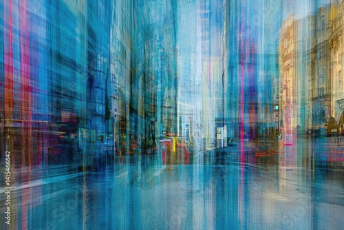 Wallpaper Mural Abstract Cityscape with Colorful Blur and Light Reflections Torontodigital.ca