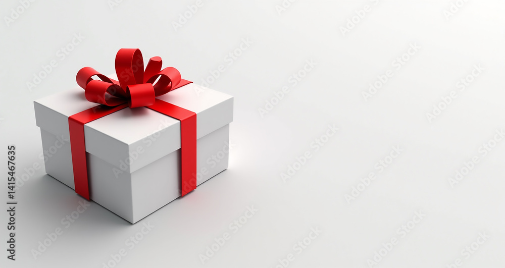 Obraz premium red gift box with ribbon