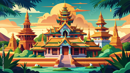 Ancient City temples, Muang Boran in Bangkok Thailand