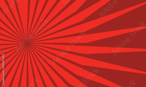 Pop art red burst background. Sunbeam comic book radial lines superhero action explosion lightning blast backdrop with halftone dots. Anime manga retro vintage background 