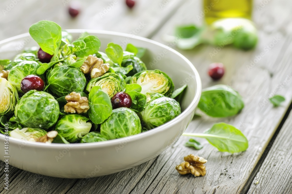 Fresh Brussels Sprouts Salad with Walnuts and Cranberries Fresh Brussels Sprouts Salad with Walnuts and Cranberries