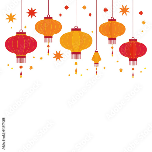 simple cartoon indian kandil lantern for diwali festival vector illustration isolated transparent background