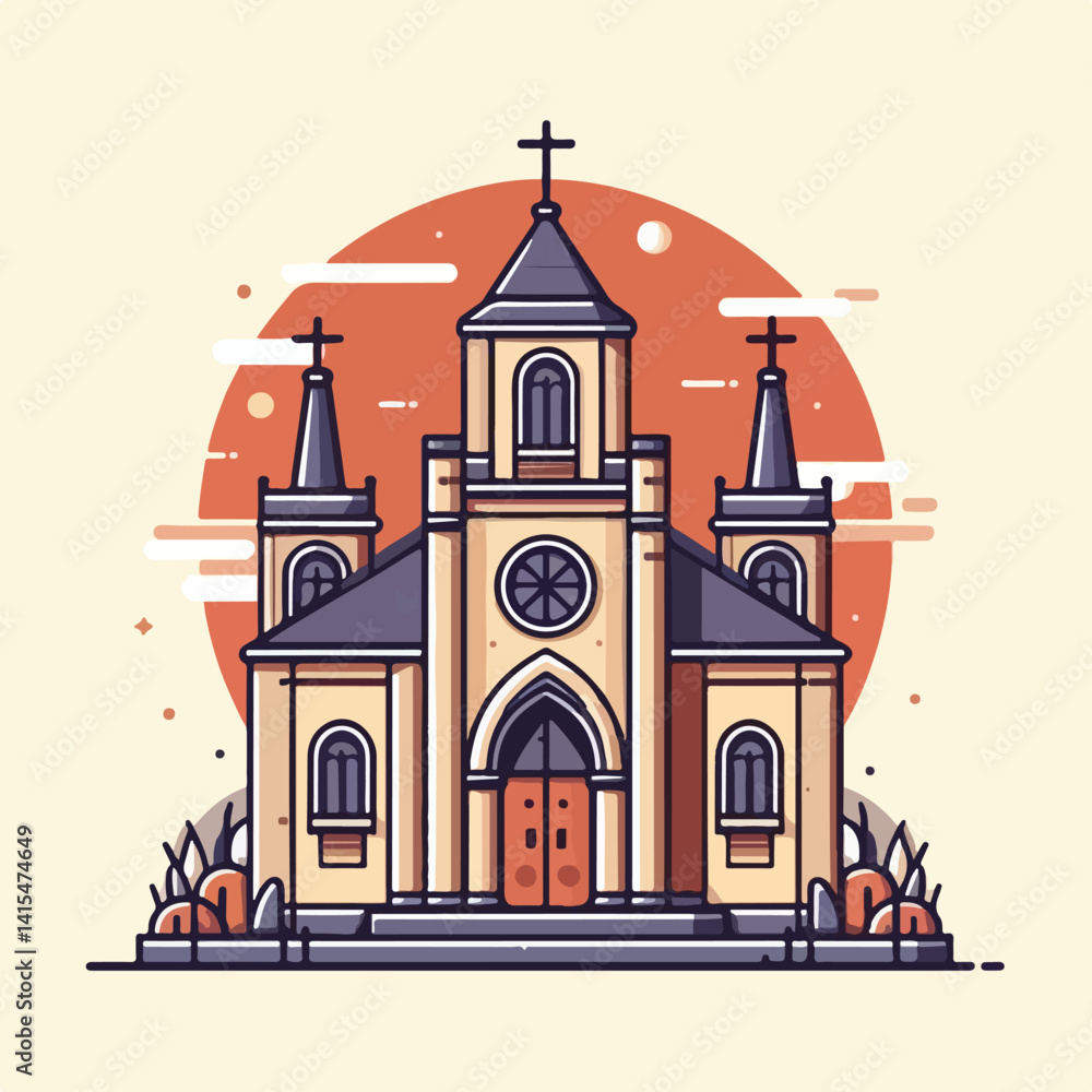 Obraz premium beautiful church vector image