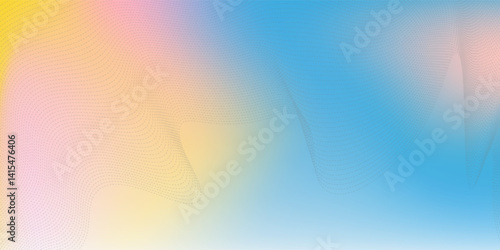 Abstract clear blue sky. Pastel rainbow. Light blue, pink and yellow color vector banner. Pastel gradient sky pattern. Blurred light fuzz colorful gradient background. Vector soft horizontal backdrop