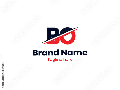 Vector BO logo design is divided by a line. BO logo, Letter BO, OB letter logo design. Initial letter OB uppercase monogram logo.