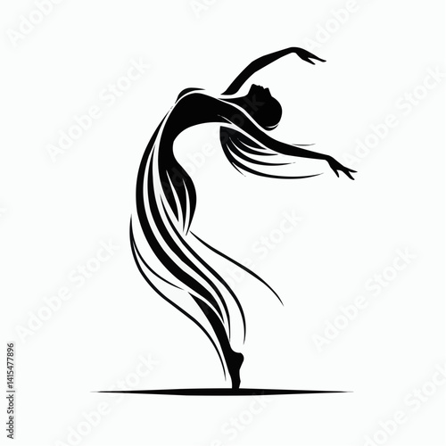 Graceful dancer in an elegant pose with flowing lines
