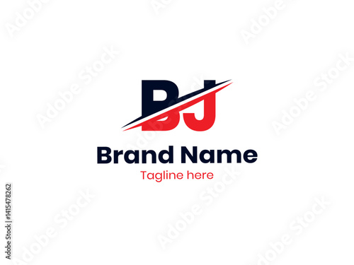 Vector BJ logo design is divided by a line. BJ logo. BJ design. Black and red JB letter. JB letter logo design Initial letter BJ monogram logo. 