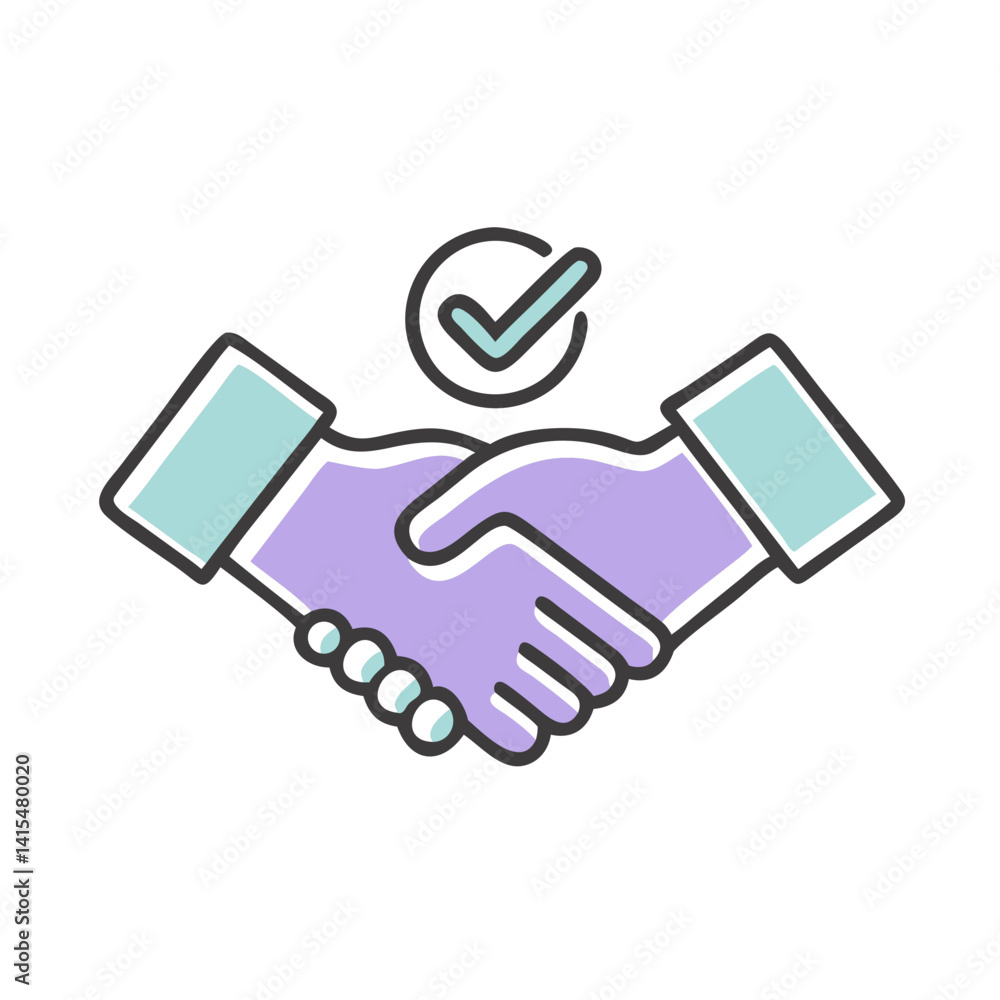 Trust symbol handshake icon with checkmark Trust symbol handshake icon with checkmark