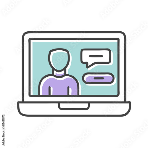 Online Therapy Session Icon with Chat Bubble Design  