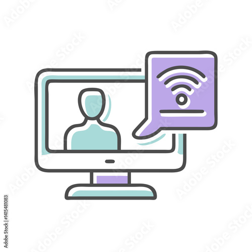 Online Therapy Concept with Computer and Communication Icon  