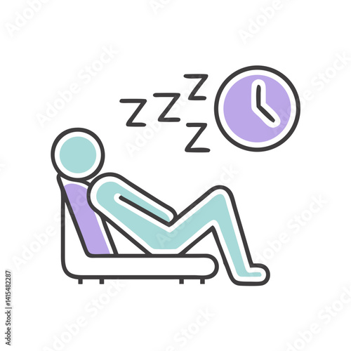 Sleeping person relaxing with a clock background  