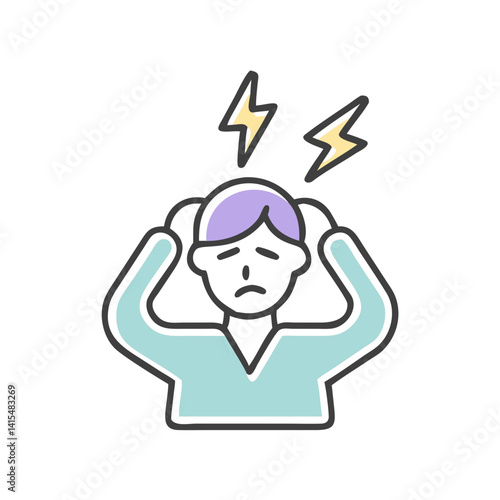 headache person with yellow lightning bolts clip art preview