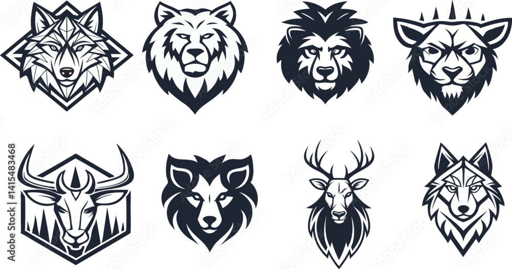 Obraz premium Animal Heads silhouette |Adobe Illustrator Artwork