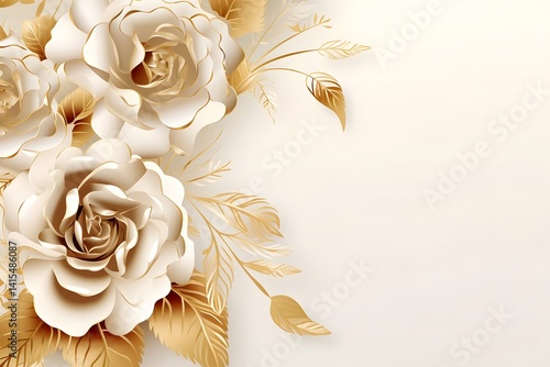 Luxurious Gold Floral Gradient Roses and Peonies Wallpaper Design for Prints Greeting Cards and Invitations