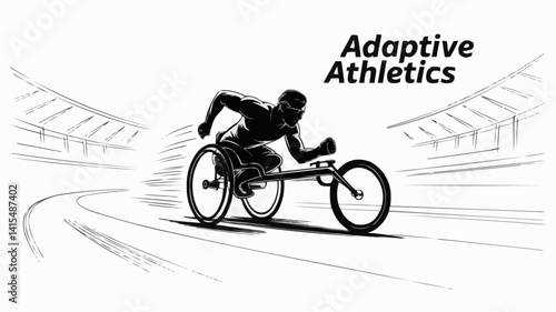 Disabled athlete racing in adaptive athletics on a dynamic track background
p