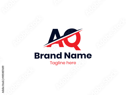 Vector AQ logo design is divided by a line. AQ logo, Letter AQ, QA letter logo design. Initial letter QA uppercase monogram logo.